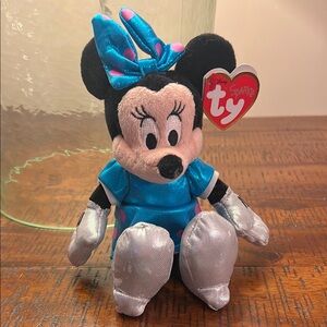 Disney Minnie Mouse Plush Toy - Blue and Silver TY sparkle